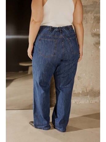 Calça Jeans Reta Feminino Plus Size Azul Médio 