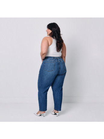 Calça Jeans Mom Cropped Feminina Plus Size
