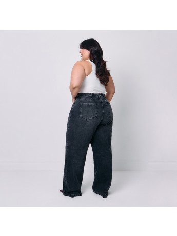 Calça Jeans Wide Leg Black Feminina Plus Size