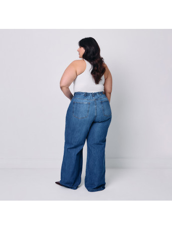 Calça Jeans Wide Leg Feminina Plus Size