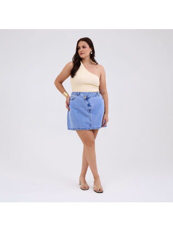Saia Jeans Cós Transpassado Royal Feminino Plus Size