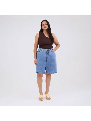 Jorts Jeans Azul Claro Feminino Plus Size