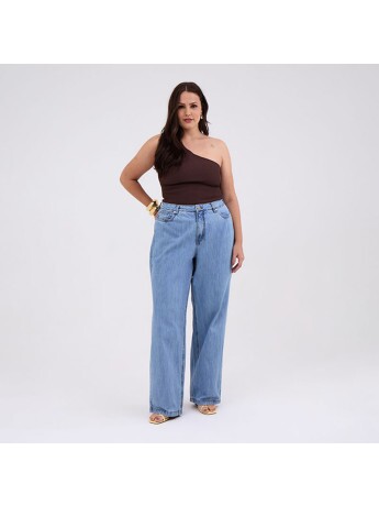 Calça Reta Jeans Feminino Plus Size