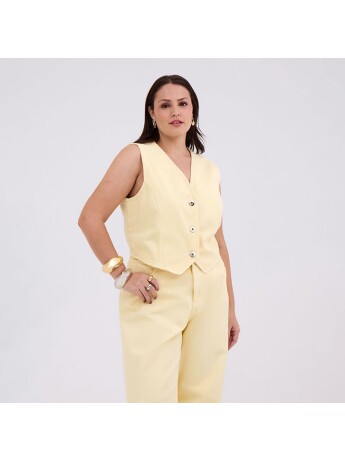 Colete Amarelo Manteiga Feminino Plus Size