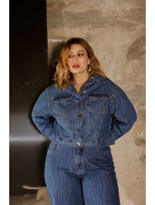 Jaqueta Jeans Feminino Plus Size