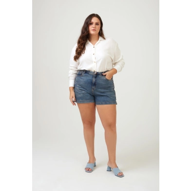 SHORTS FIT JEANS DIRTY COM PEDRARIAS